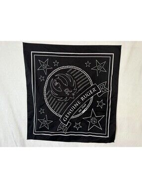 Vintage Genuine Ruger Black White Bandana Phoenix Star Western Americana 26 x 25